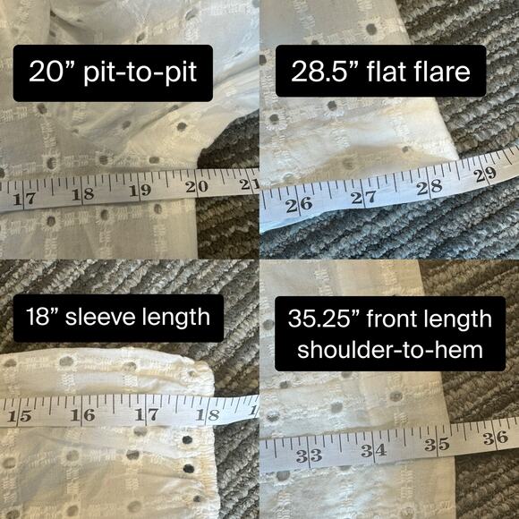 Anthropologie Sz 8 Thames White Eyelet Ruffle Peasant Dress Boho Cottage Prairie - Picture 13 of 13